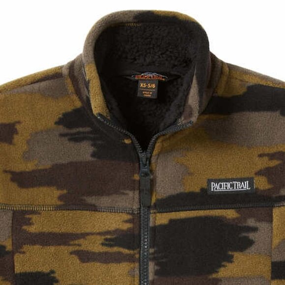 Pacific Trail Boy's Kid's Black/Green Camo Full Zip Fleece Jacket size S (7/8) - Picture 3 of 8